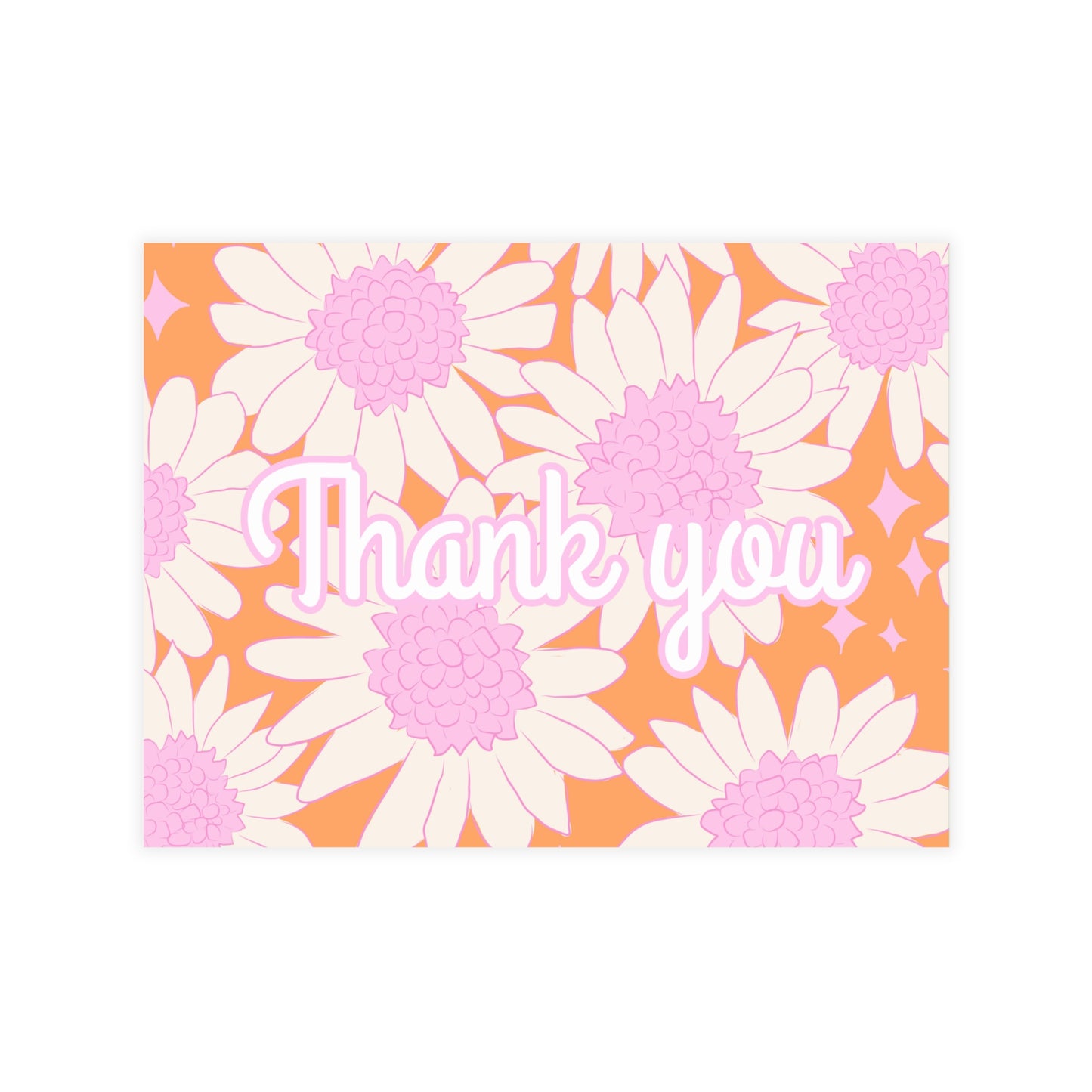 Pink Blooms Thank You Cards Package Inserts